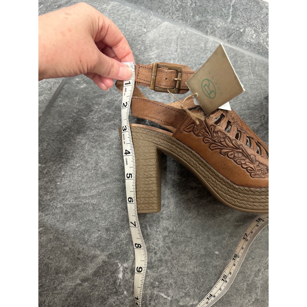 NWT Roper Mika lll Leather Open Toe Cognac Heel Strappy Sandal Size 8 Western - Picture 12 of 14